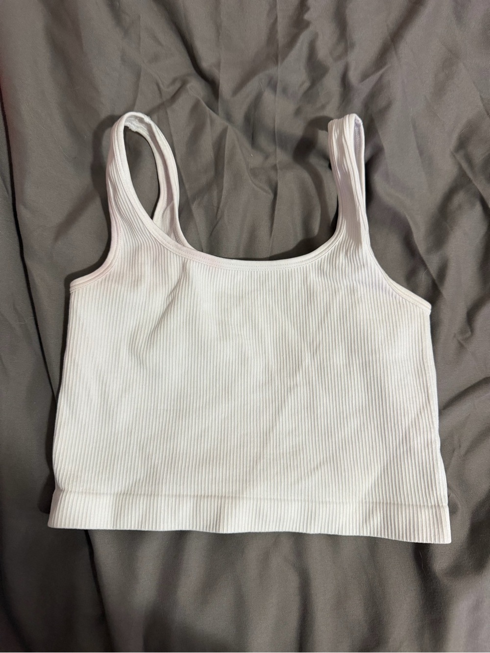 Amazon White Ribbed Crop Tank Top